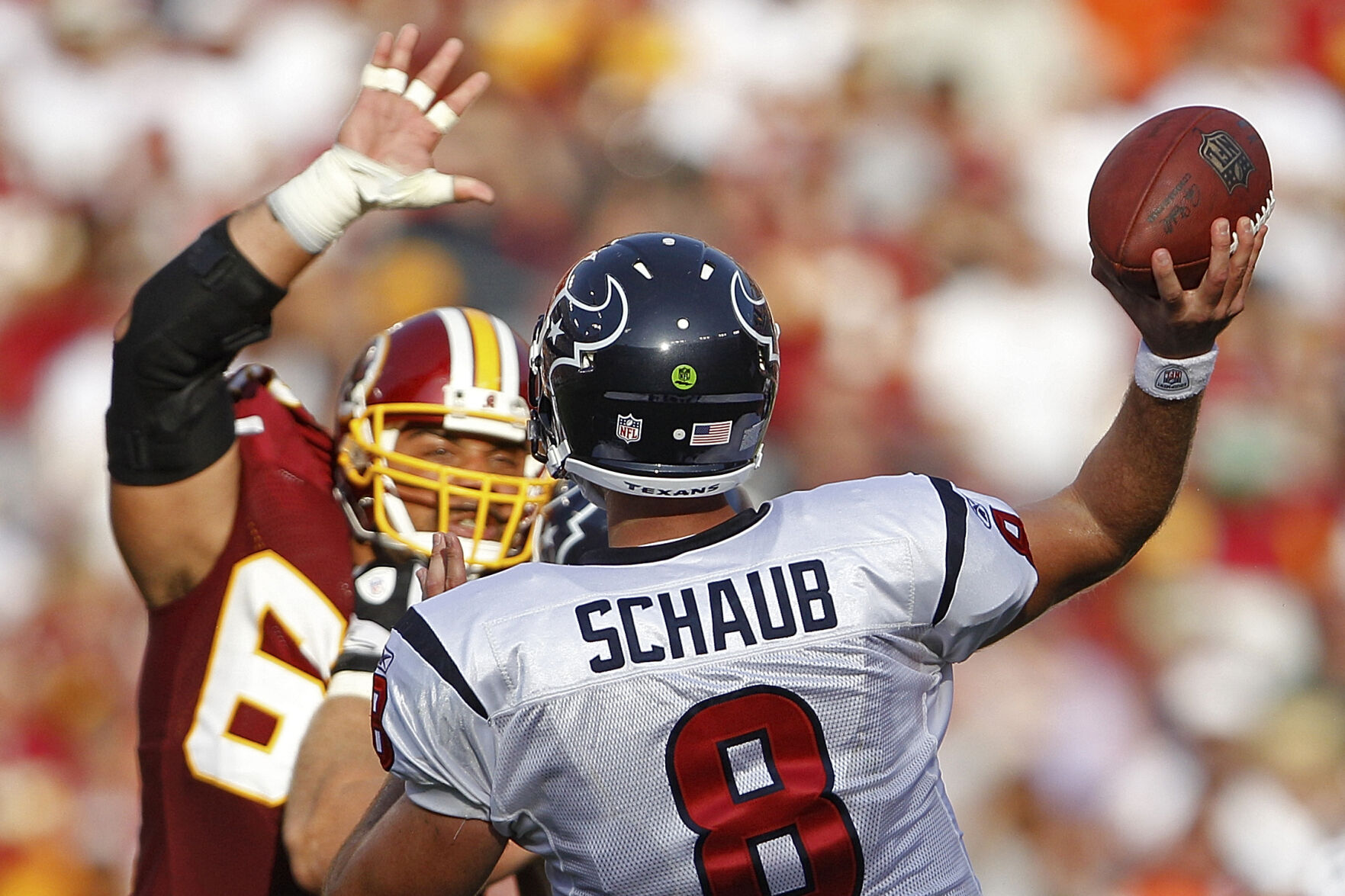 2010: Texans' Matt Schaub, Washington's Donovan McNabb each pass for 400+ yards